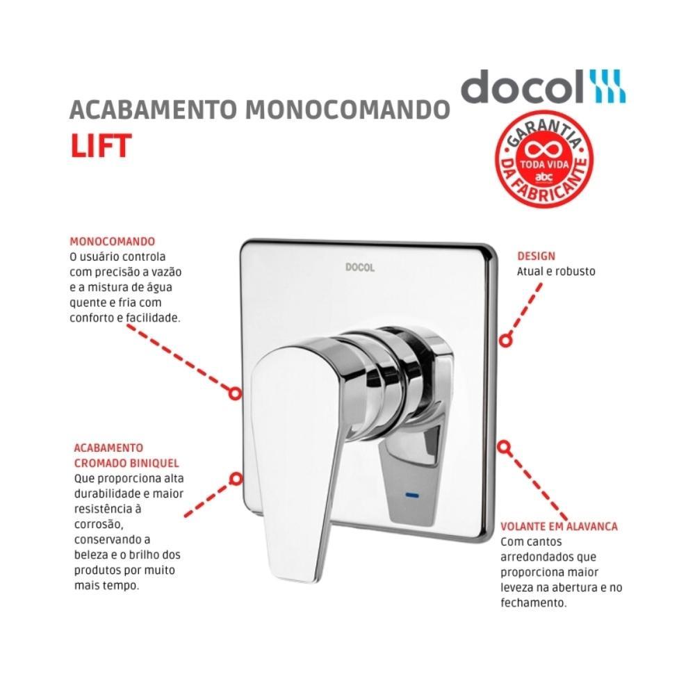 Acabamento Monocomando Para Chuveiro E Ducha Higiênica Lift 1/2 Cromada Docol - 2