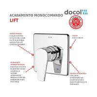 Acabamento Monocomando Para Chuveiro E Ducha Higiênica Lift 1/2 Cromada Docol - 2