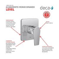 Acabamento Monocomando Para Chuveiro Level Alta E Baixa Pressão 4993 Cromado Deca - 5