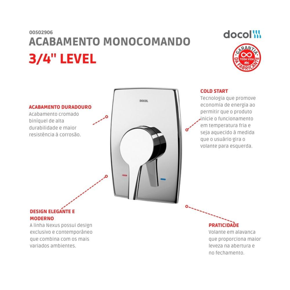 Acabamento Monocomando De Chuveiro Nexus 3/4 Alta E Baixa Pressão Cromado Docol - 2