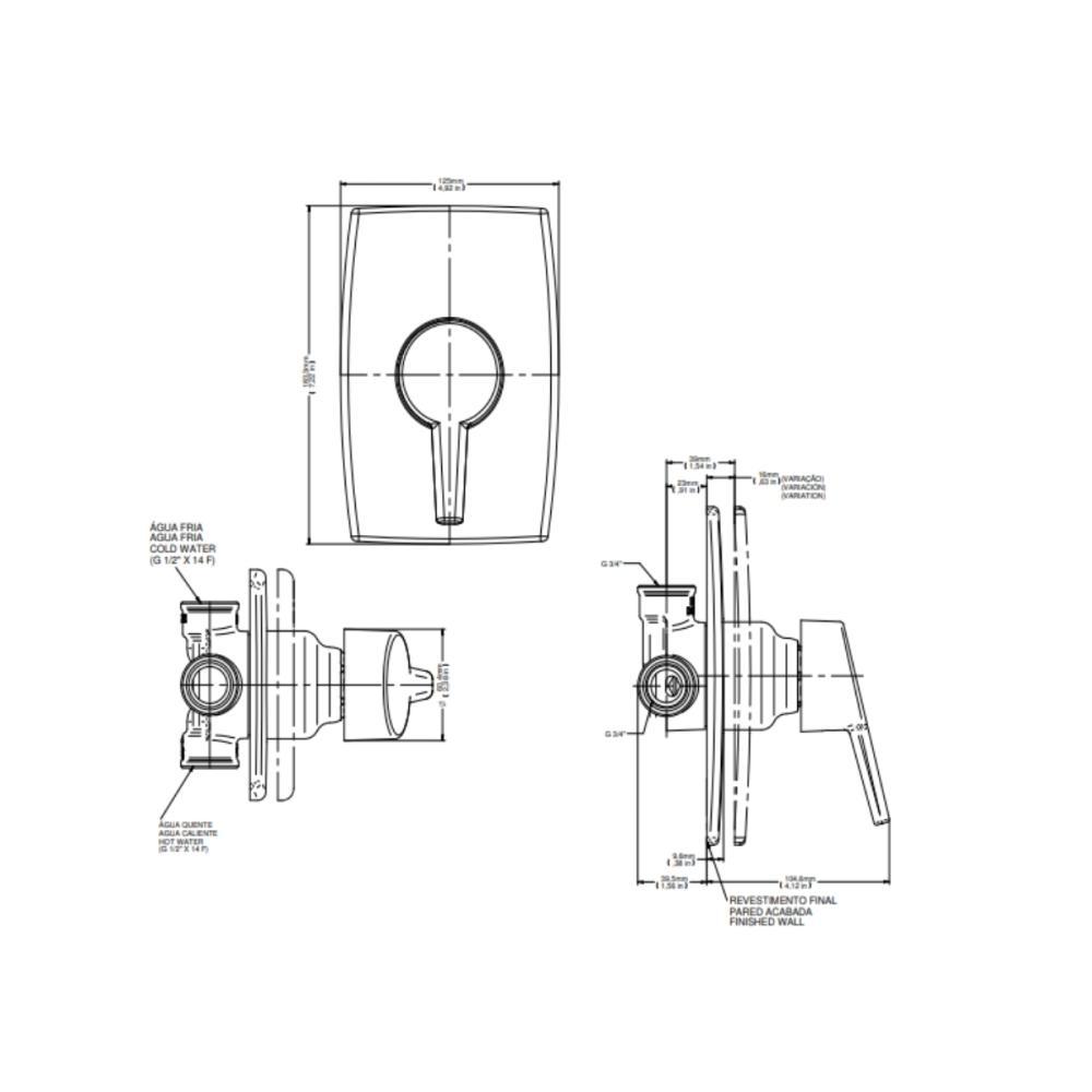 Acabamento Monocomando De Chuveiro Nexus 3/4 Alta E Baixa Pressão Cromado Docol - 5