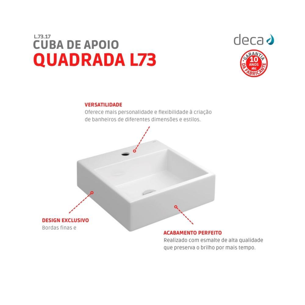 Cuba De Apoio Quadrada 41cm Com Mesa L73 Branco Deca - 4