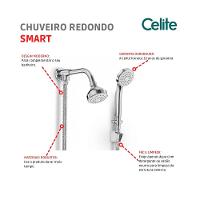 Chuveiro Redondo Com Ducha Desviador Smart Cromado Celite - 6