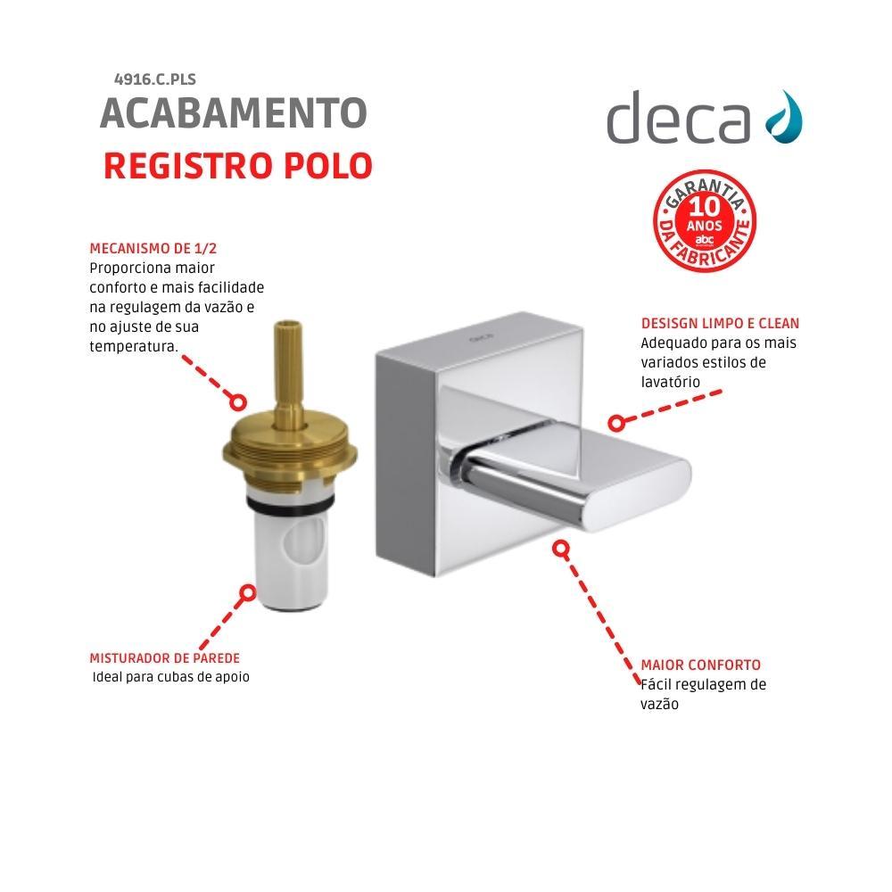 Acabamento Para Registro De Pressão Polo 1/2" 3/4" Com 1/2 Volta 4916 Cromada Deca - 3