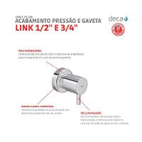 Acabamento Para Registro De Gaveta E Pressão Link 1/2 3/4 e 1 Cromado Deca