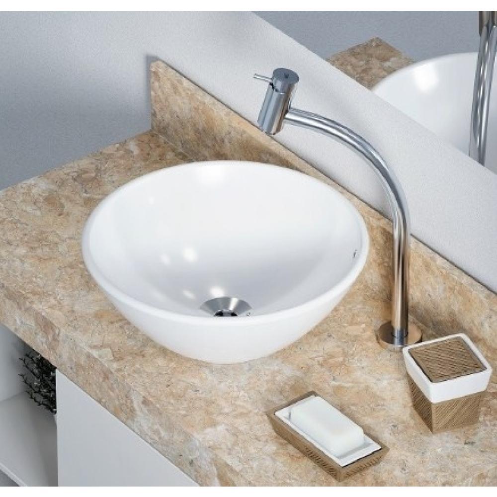 Cuba De Apoio Redonda Sem Mesa Louça Basic R1 Branco Brilho Celite 35x13,5cm - 4