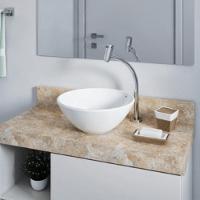 Cuba De Apoio Redonda Sem Mesa Louça Basic R1 Branco Brilho Celite 35x13,5cm - 5