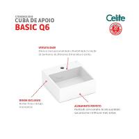 Cuba de Apoio Quadrada Com Mesa Basic Q6 Branco Celite 35x35cm - 6