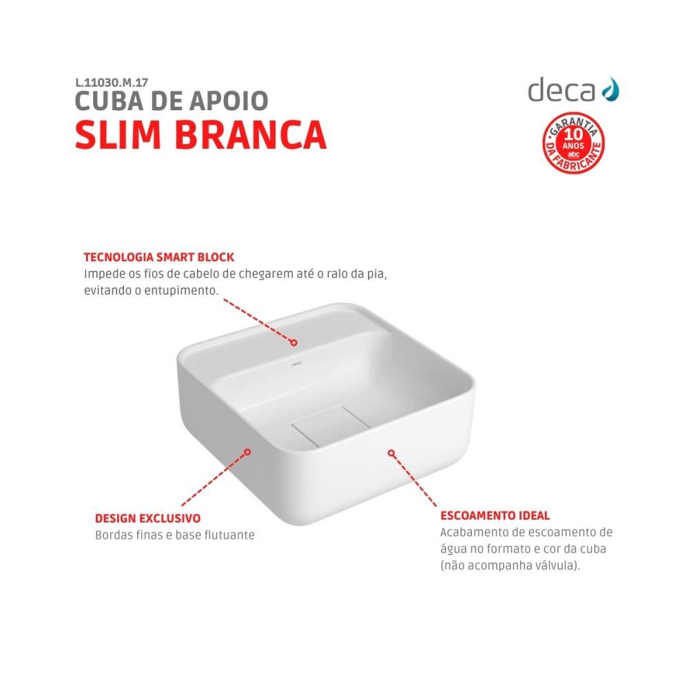 Cuba De Apoio Quadrada Com Mesa Slim Branco Deca 30 cm - 5