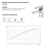 Misturador Monocomando Para Lavatório De Mesa Lift Bica Baixa Cromado Docol - 7