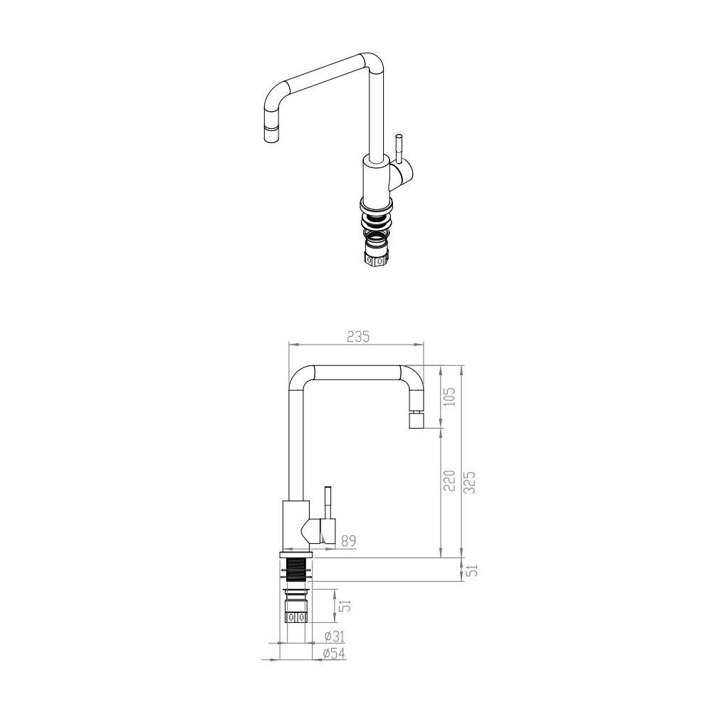 Misturador Monocomando De Mesa Para Cozinha Bica Alta 181 Inox Escovado Debacco  - 4