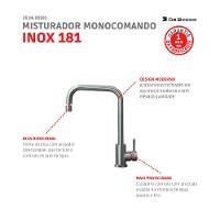 Misturador Monocomando De Mesa Para Cozinha Bica Alta 181 Inox Escovado Debacco  - 3