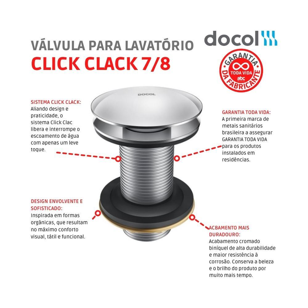 Valvula Saida d’agua para Lavatorio Click-Clack 7/8 Cromada Docol - 4
