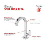 Torneira Para Lavatório De Mesa Soul Bica Alta 1198 Cromado Deca - 5