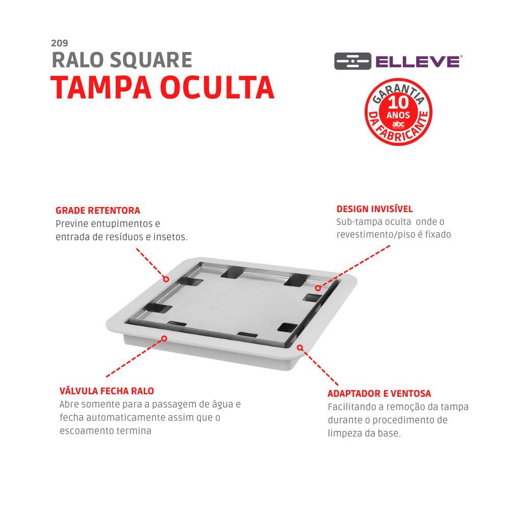 Ralo Square Com Tampa Oculta 209 Linear 15x15cm  - 5
