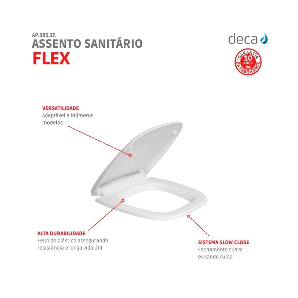 Assento Plástico Slow Close Flex Branco Deca - 4