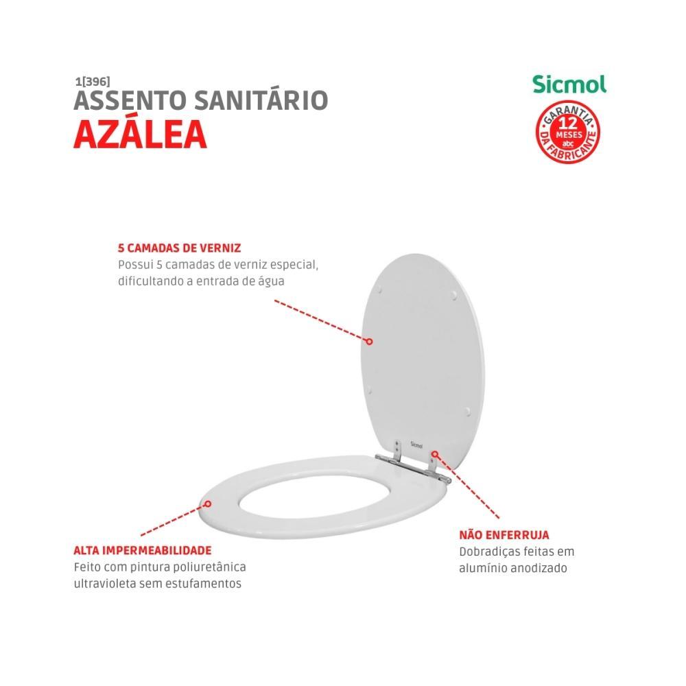 Assento Sanitário Mdf Azálea Branco Sicmol - 3