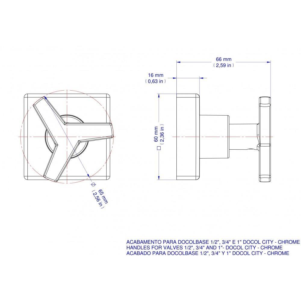Acabamento Para Registro Docolbase 1/2" 3/4" 1' City Cromado Docol - 3