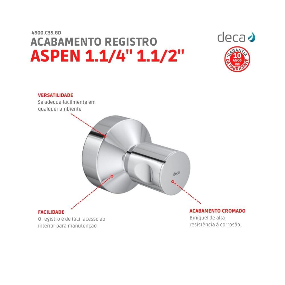 Acabamento Para Registro De Gaveta Aspen 1.1/4 1.1/2 4900 Cromado Deca - 2