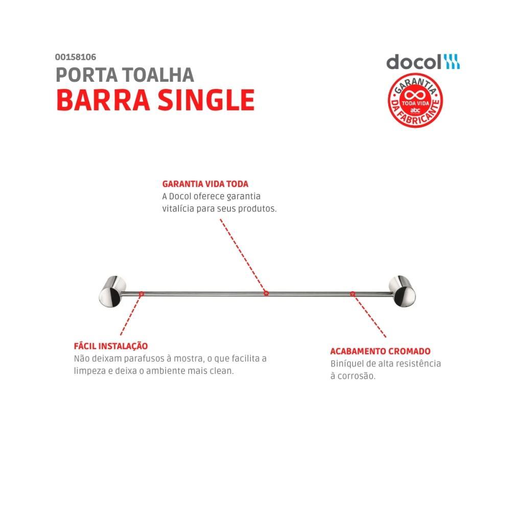 Porta Toalha Barra Single Cromado Docol - 3