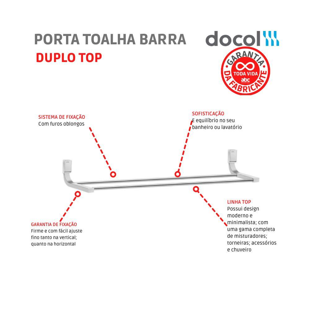 Porta Toalha Barra Duplo Top Cromado Docol - 3