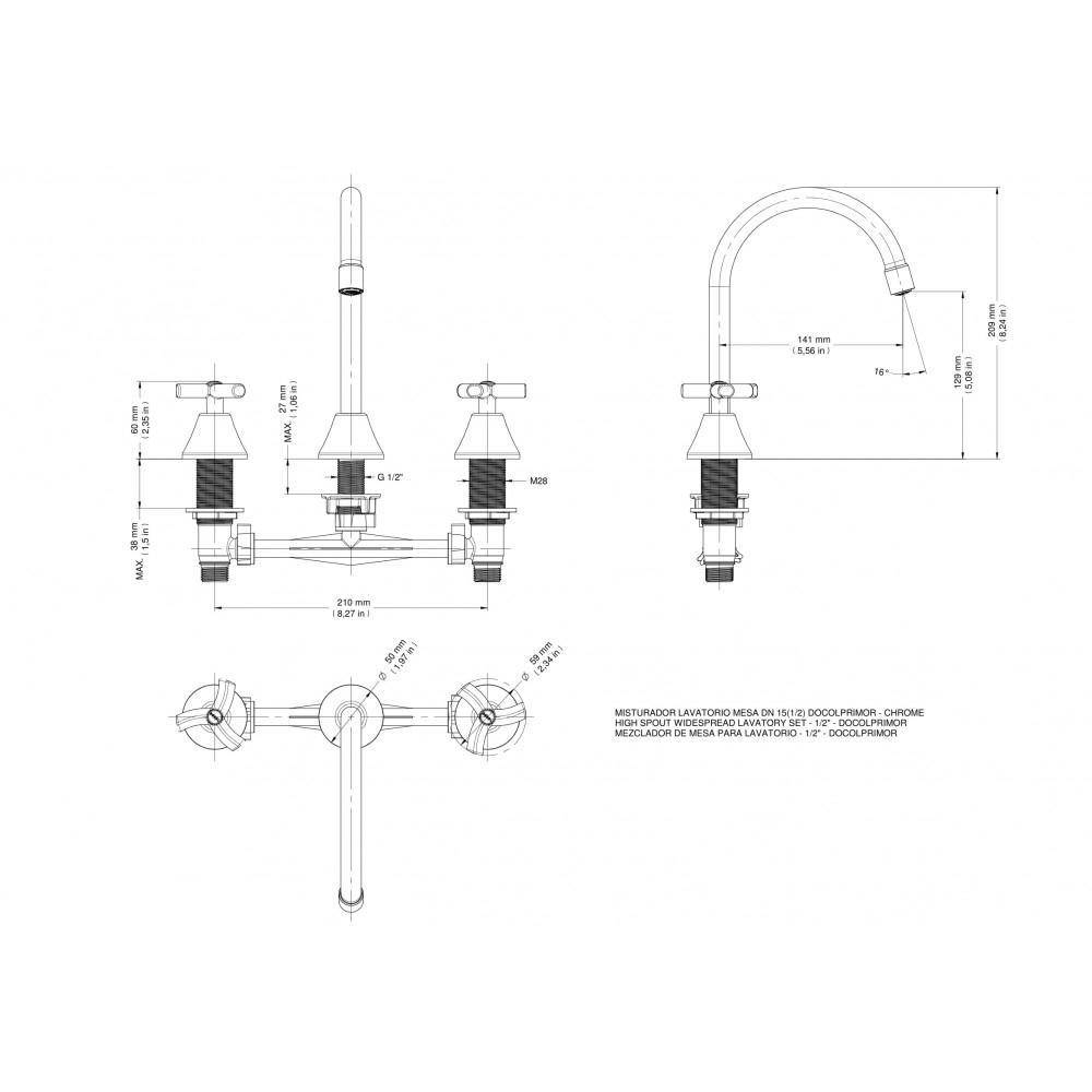 Misturador Para Lavatório De Mesa Primor Bica Alta Cromada Docol - 2
