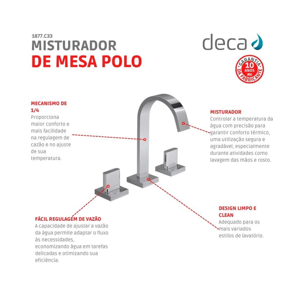 Misturador Para Lavatório De Mesa Polo Bica Alta 1877 Cromado Deca - 2