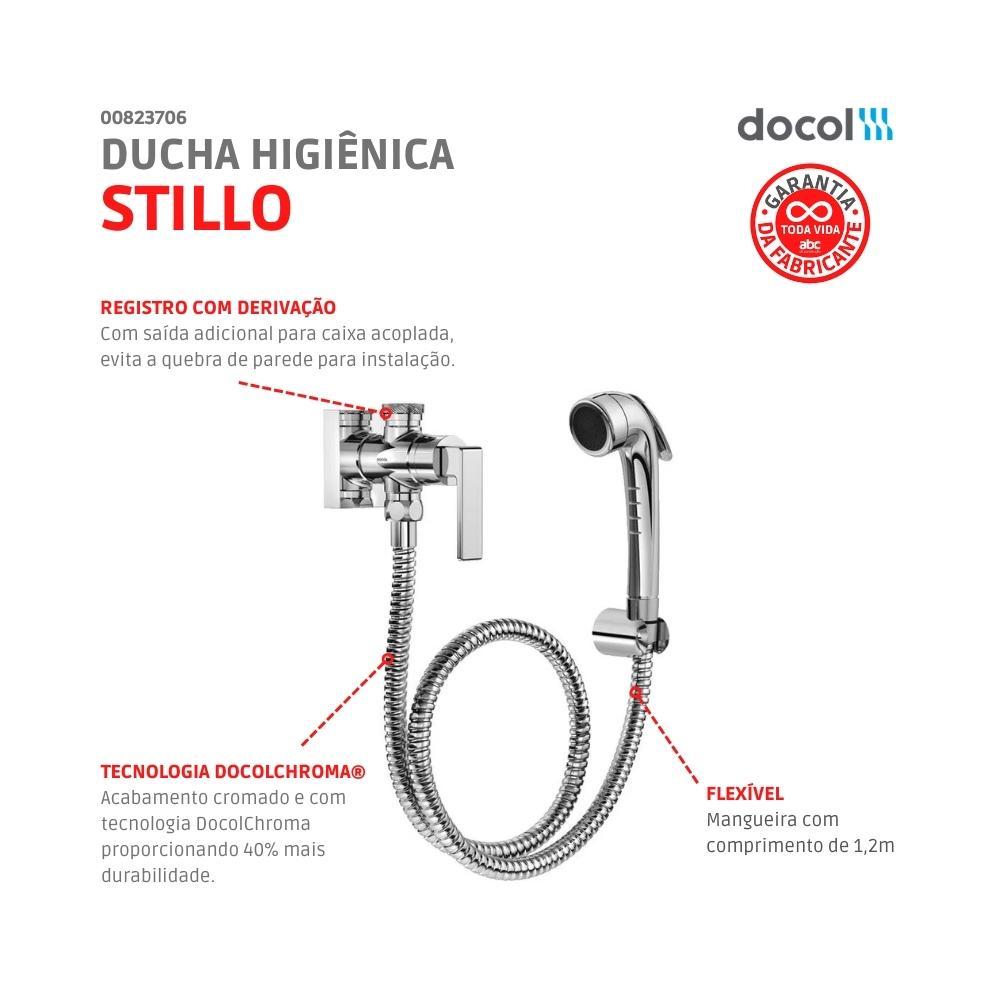 Ducha Higiênica Com Registro E Derivação Stillo Cromada Docol - 4