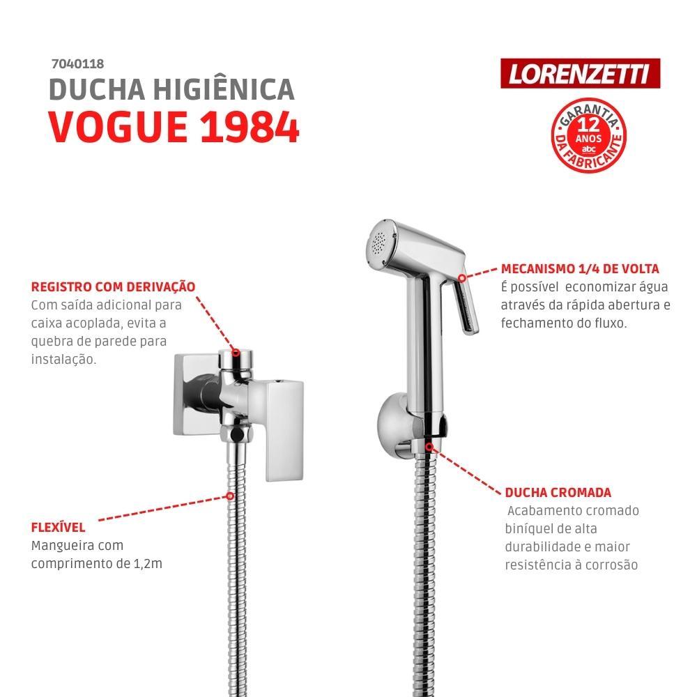 Ducha Higiênica Com Derivação Vogue 1984 C98 Cromada Lorenzetti - 4