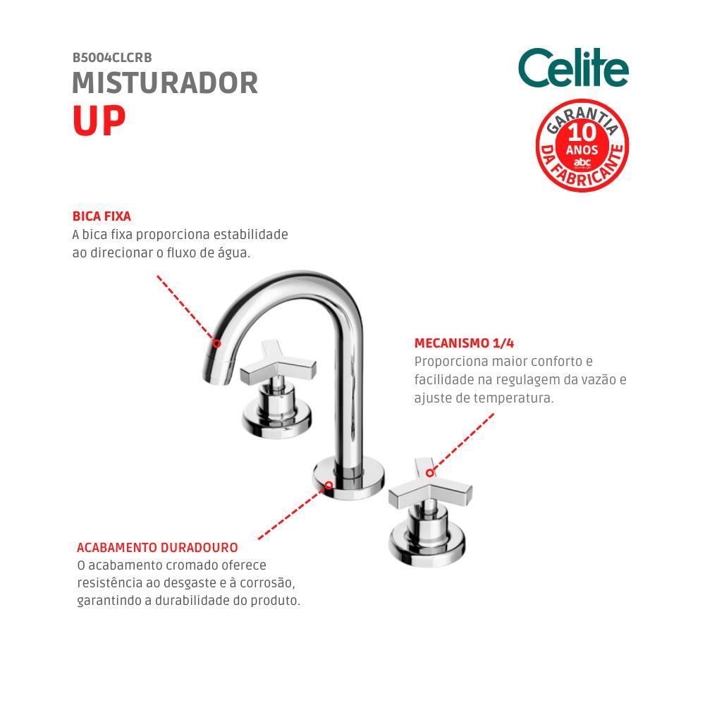 Misturador Para Lavatório De Mesa Up Bica Alta Cromado Celite - 5