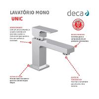Monocomando Lavatório De Mesa Unic 2875 Bica Baixa Cromado Deca - 6