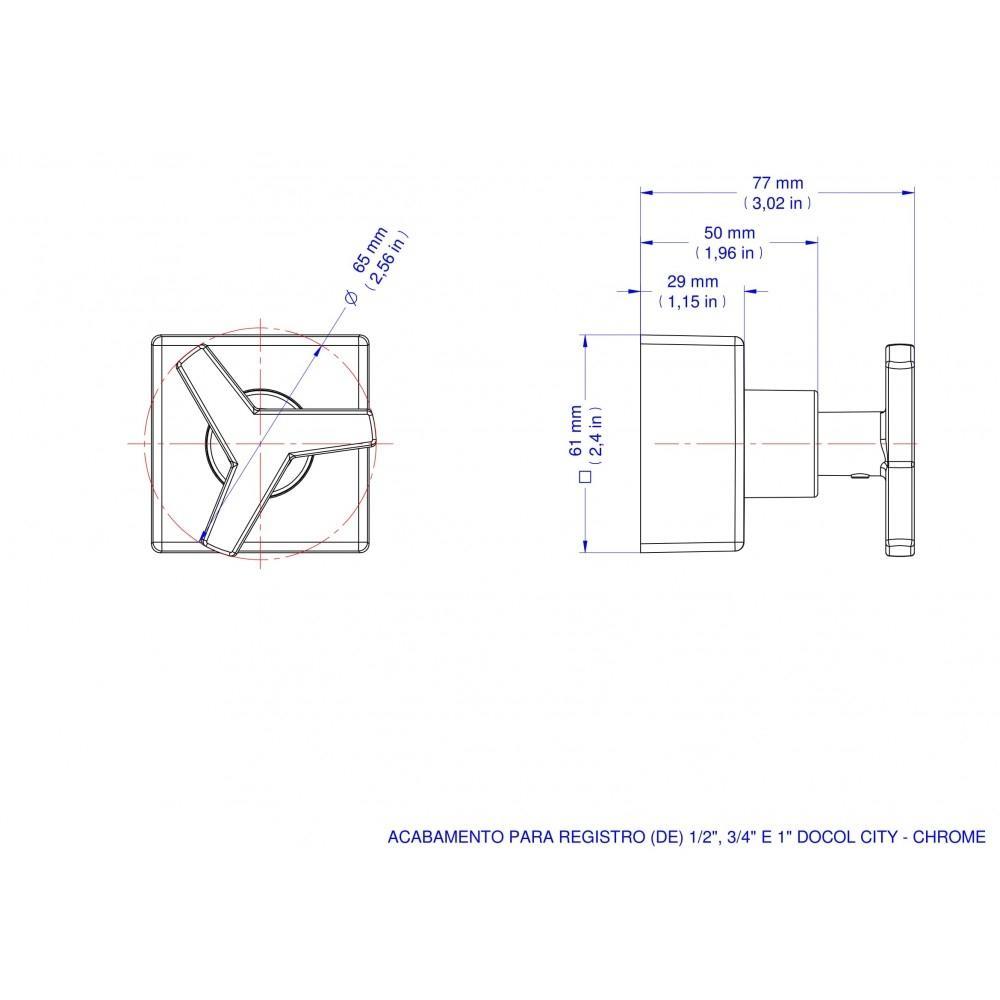 Acabamento Para Registro Base Deca 1/2" 3/4" 1' City Cromado Docol - 2