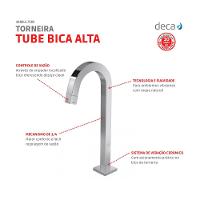 Torneira Para Lavatório De Mesa Tube Bica Alta 1198 Cromada Deca - 6