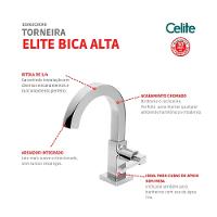 Torneira Para Lavatório De Mesa Elite Bica Alta Cromada Celite - 6