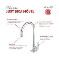 Torneira Para Cozinha De Mesa Just Bica Móvel Cromado Deca - 6