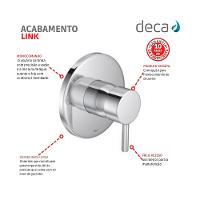 Acabamento Monocomando Para Chuveiro Link Alta E Baixa Pressão 4993 Cromado Deca - 3