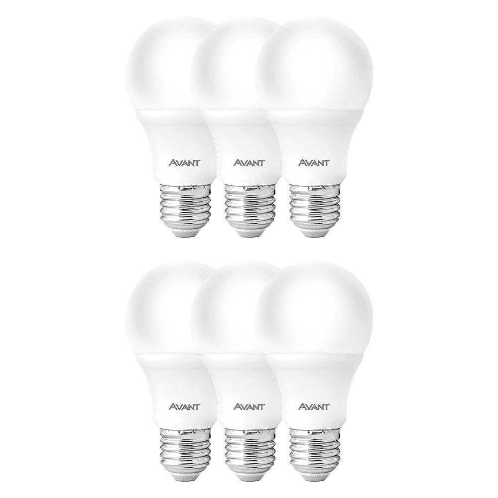 Kit Com 6 Lampadas LED Bulbo Pera 9W Luz Branca 6500K Base E27 Bivolt Avant - 1