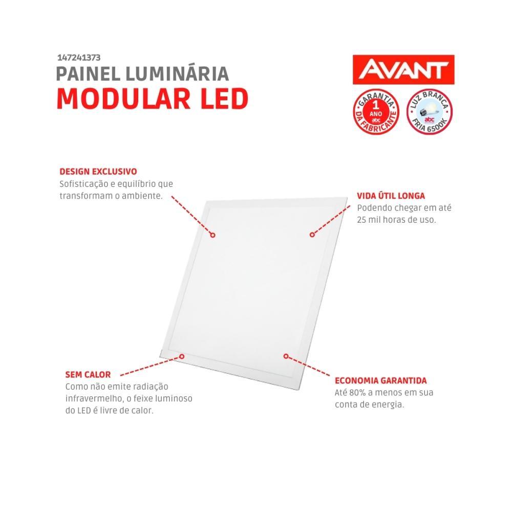 Painel Modular LED Plafon de Embutir 45W Quadrado Luz Branca 6500K Bivolt Avant 62,5cm  - 4