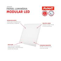 Painel Modular LED Plafon de Embutir 45W Quadrado Luz Branca 6500K Bivolt Avant 62,5cm 