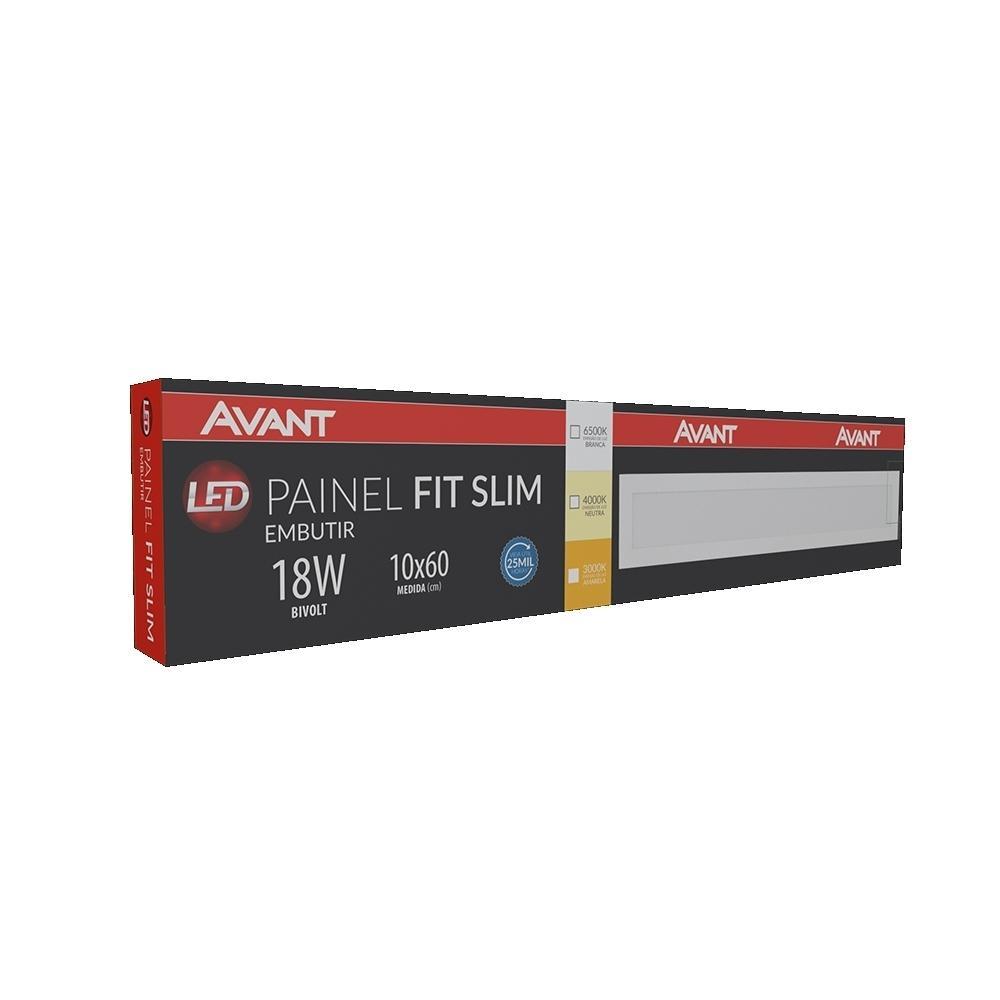 Painel Fit LED Plafon de Embutir 18W Retangular 10x60cm Luz Neutra 4000K Bivolt Avant - 3