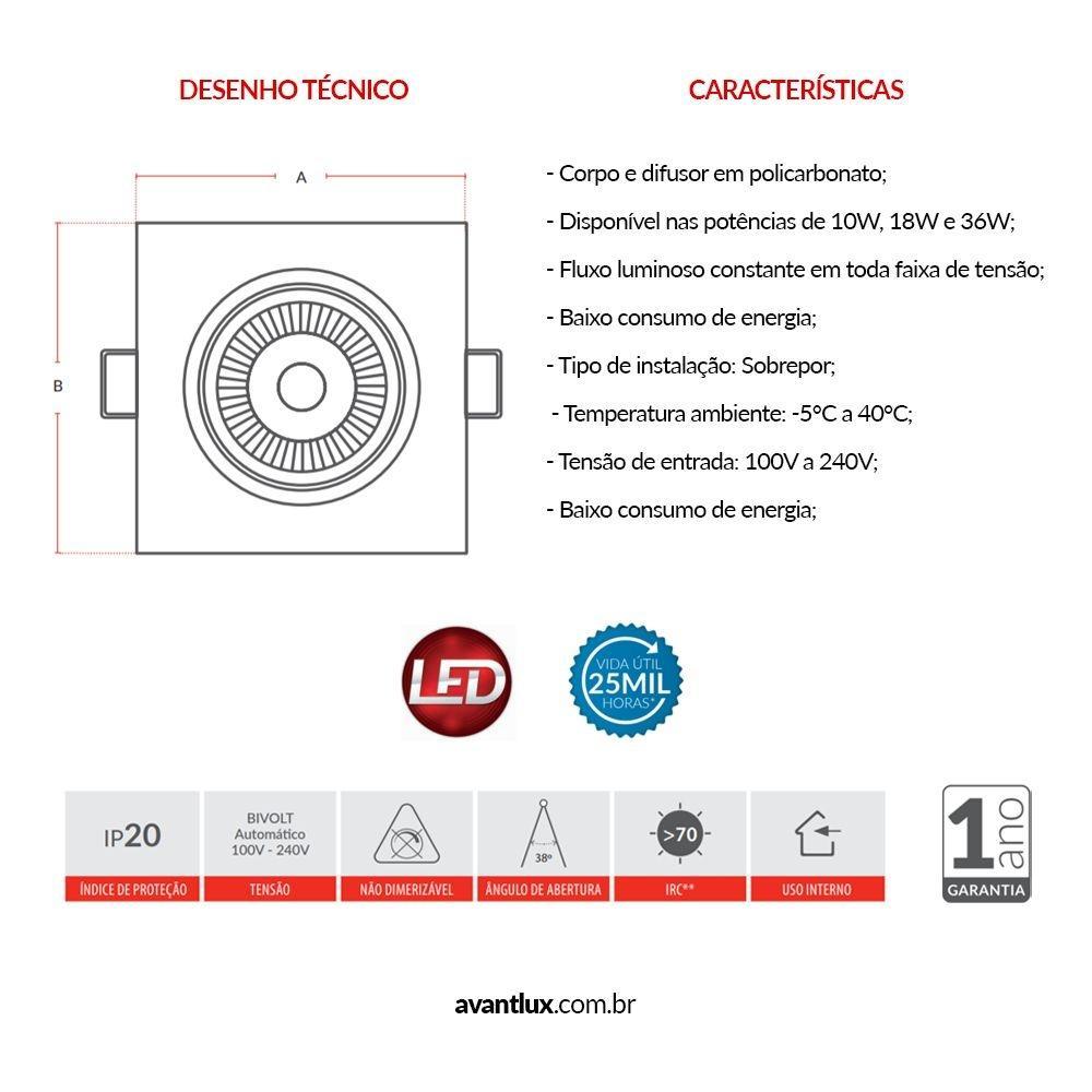 Luminária Quadrada Spot Supimpa 3w 6500k Bivolt Emissão De Luz Branca Avant - 4