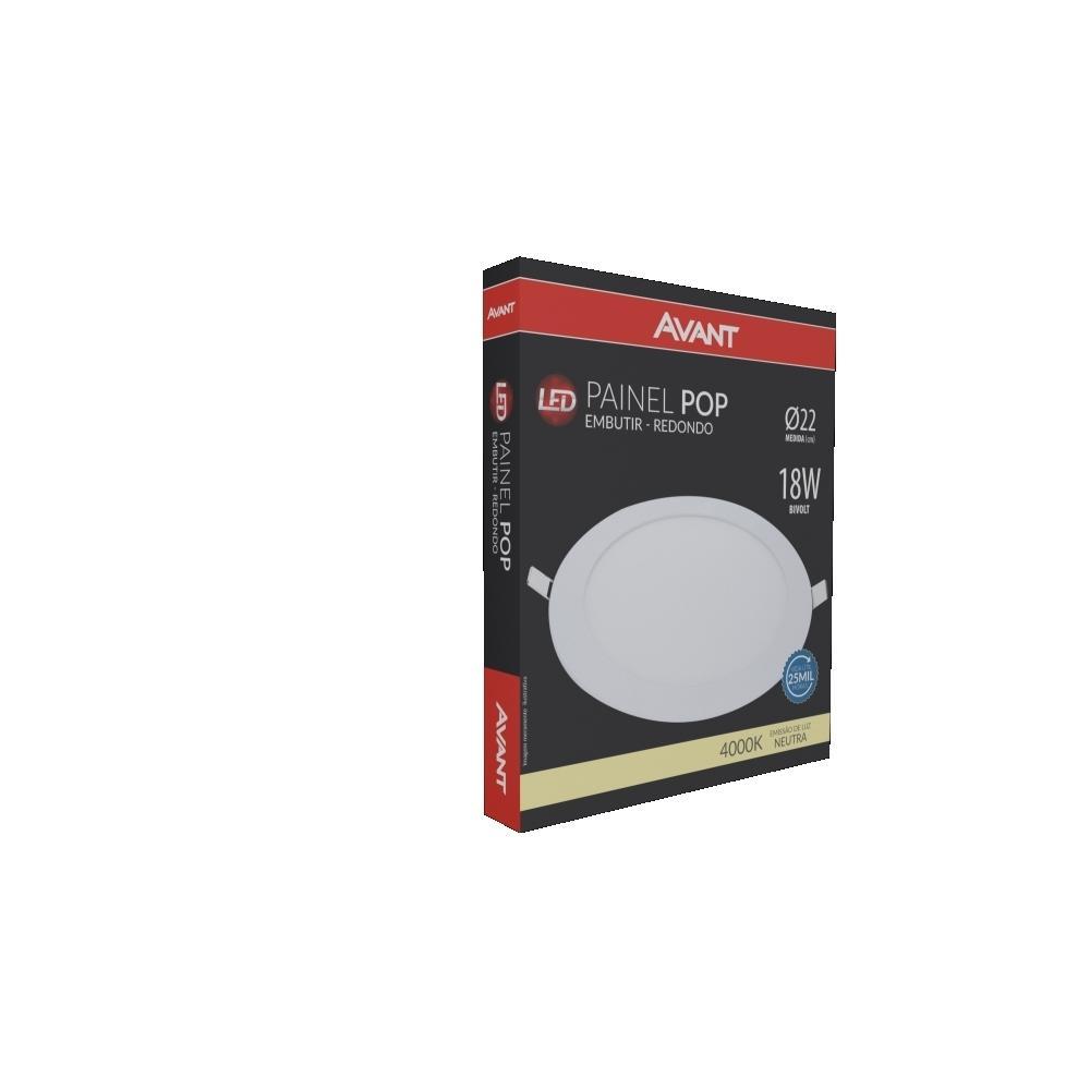 Painel Pop LED Plafon De Embutir 18W Redondo 22cm Luz Neutra 4000K Bivolt Avant - 3