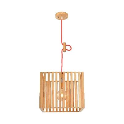 Pendente De Madeira Oka Cube 46cm Para 1 Lampada E27 Avant