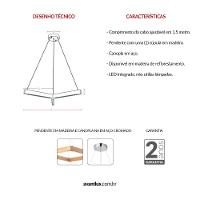 Pendente Triangular De Madeira Kavas 18w 3000k Led Bivolt Emissão De Luz Amarela Avant - 3