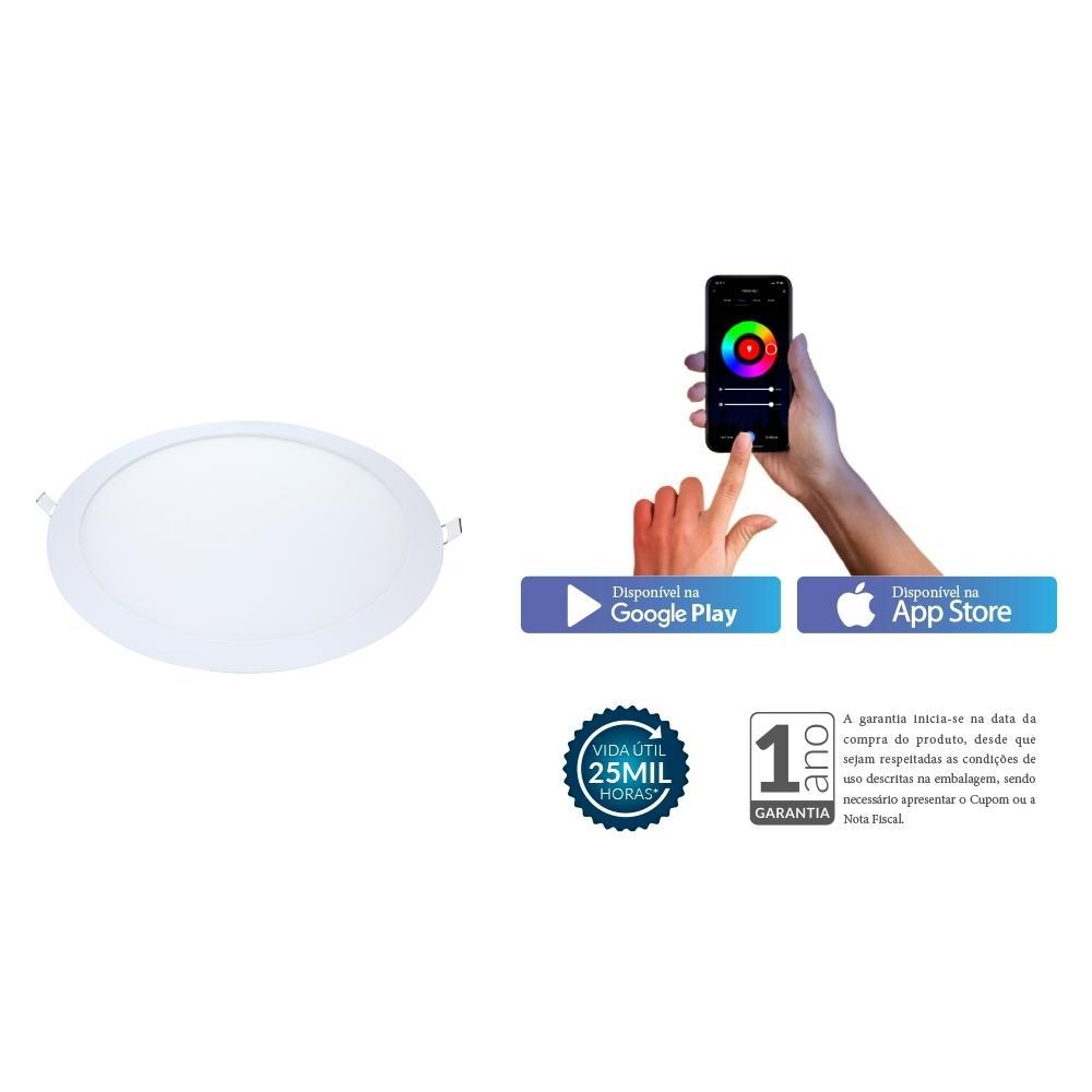 Painel Pop LED Plafon Inteligente de Embutir Smart Wi-Fi NEO 18W Redondo 22cm Luz Dimerizavel Amarela-Branca Bivolt Avan - 3