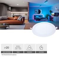 Painel Pop LED Plafon Inteligente de Embutir Smart Wi-Fi NEO 18W Redondo 22cm Luz Dimerizavel Amarela-Branca Bivolt Avan