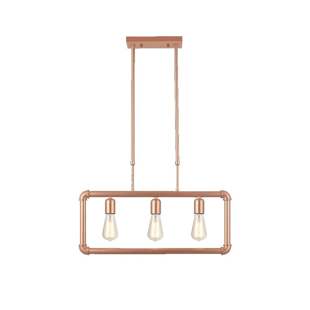 Pendente De Aço Hash Para 3 Lâmpadas E27 Cobre Fosco Avant - 1