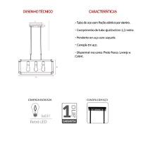 Pendente De Aço Hash Para 3 Lâmpadas E27 Cobre Fosco Avant - 4