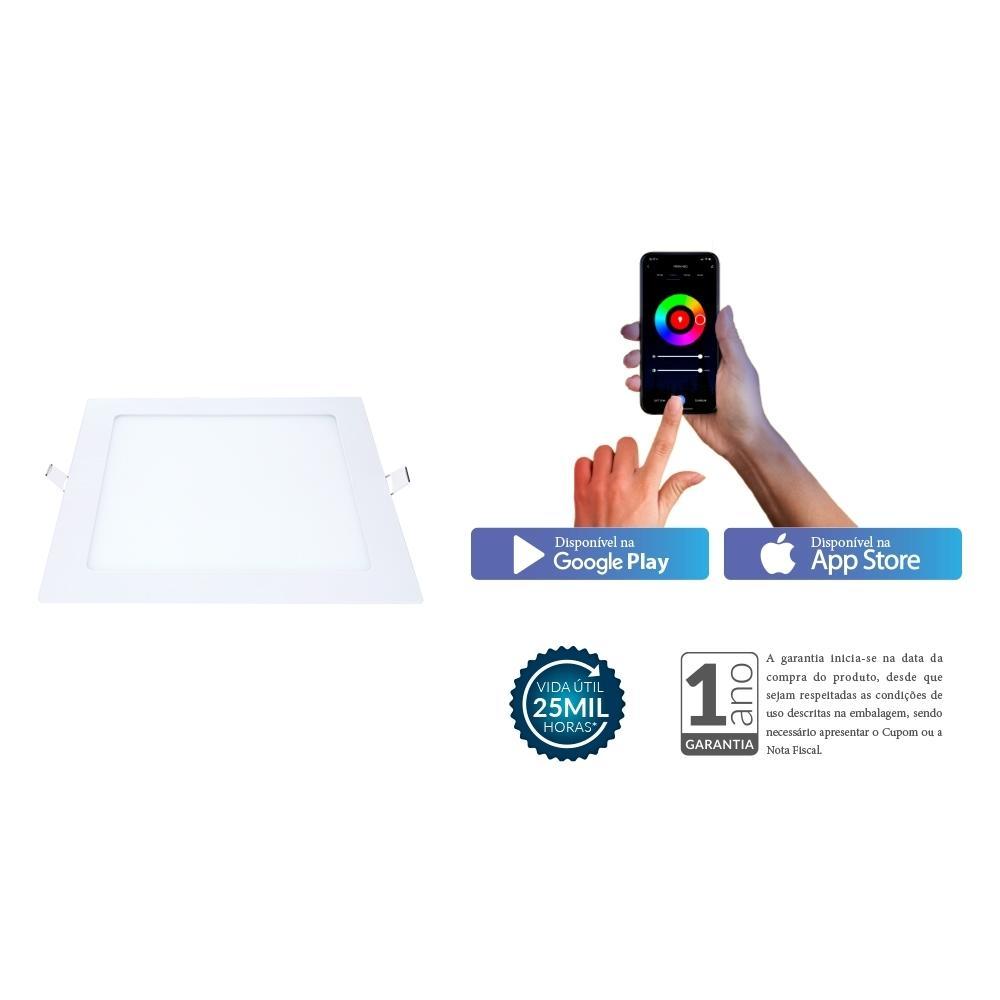 Painel Pop LED Plafon Inteligente de Embutir Smart Wi-Fi NEO 18W Quadrado 22cm Luz Dimerizavel Amarela-Branca Bivolt Ava - 3