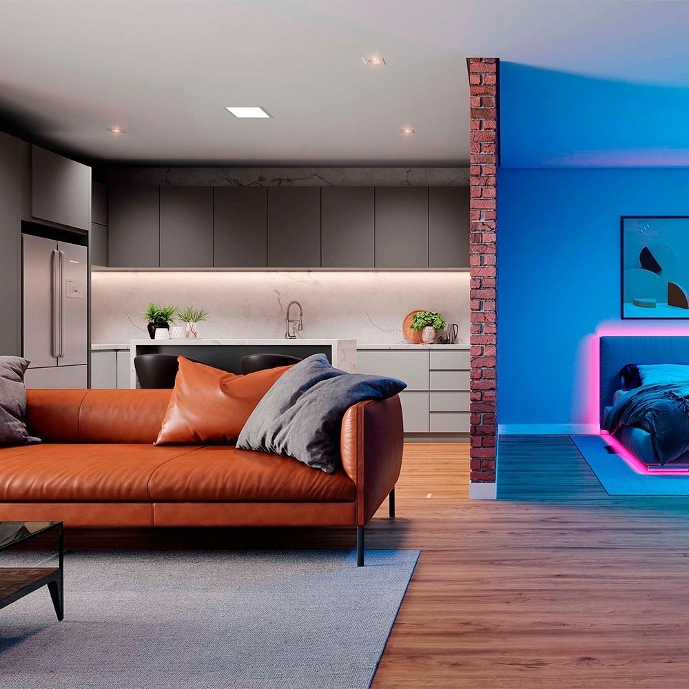 Painel Pop LED Plafon Inteligente de Embutir Smart Wi-Fi NEO 18W Quadrado 22cm Luz Dimerizavel Amarela-Branca Bivolt Ava - 5